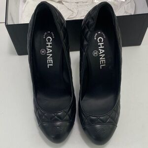 CHANEL Black Quilted Heels